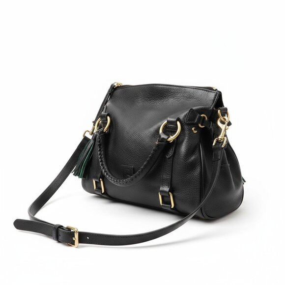 Dooney & Bourke Handbags - Dooney & Bourke Florentine Black Leather Satchel Crossbody Shoulder Bag